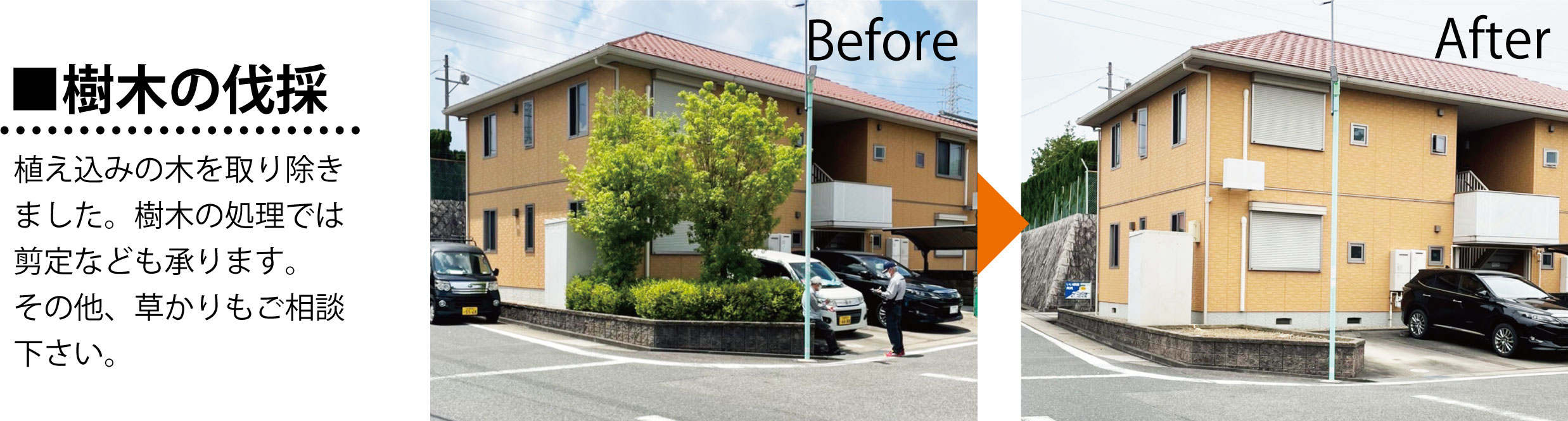 生垣の剪定施工事例です。